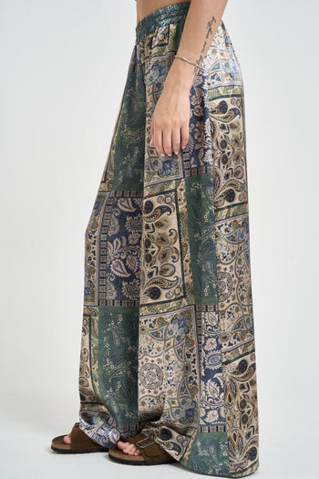 Pantalone donna fantasia bandana verde - 3