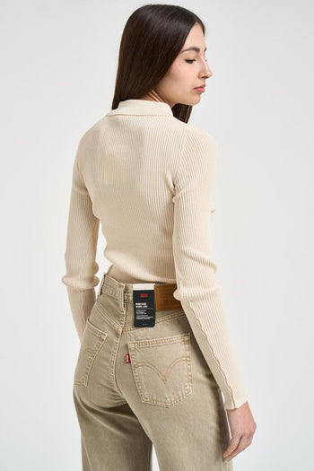 Maglia donna con colletto beige - 3