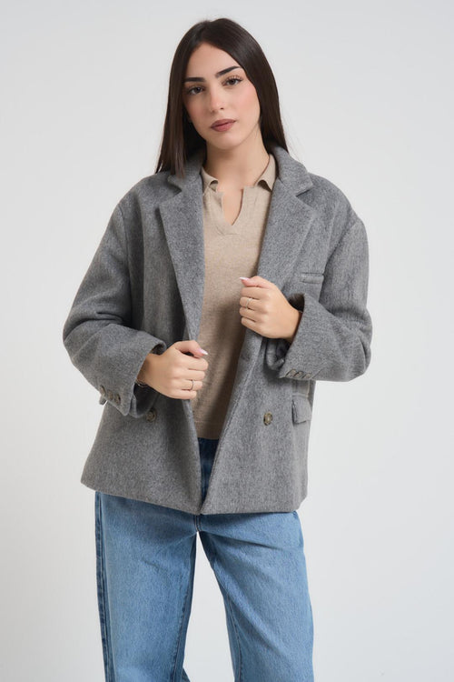Giacca donna doppiopetto grigia