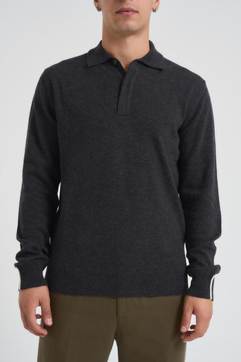 Polo uomo in maglia antracite - 3