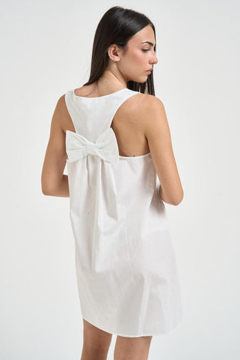 Abito donna con fiocco sul retro bianco - 4