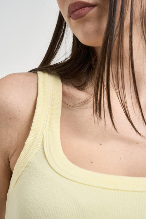 Top donna in cotone giallo pastello - 2
