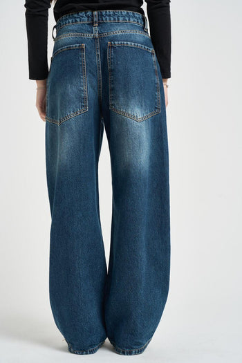 Jeans donna wide leg in denim sfumato - 4