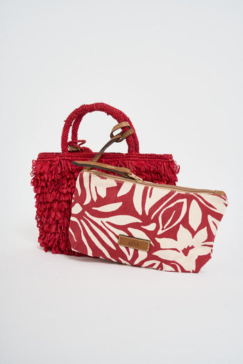 Borsa donna a mano in rafia rossa - 6