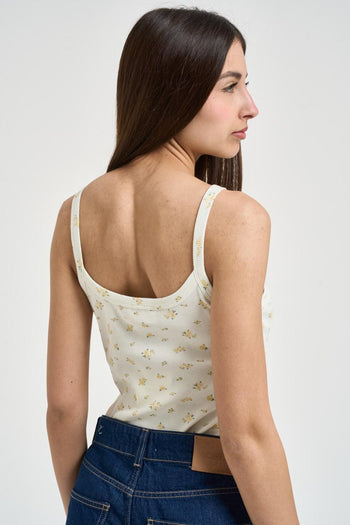 Top donna stampa floreale gialla - 3