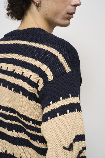 Cardigan uomo a righe beige - 6