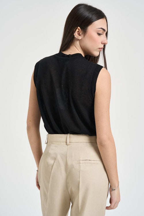 Canotta donna in maglia nera - 2