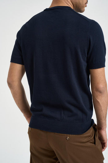 T-shirt uomo in maglia blu notte - 4