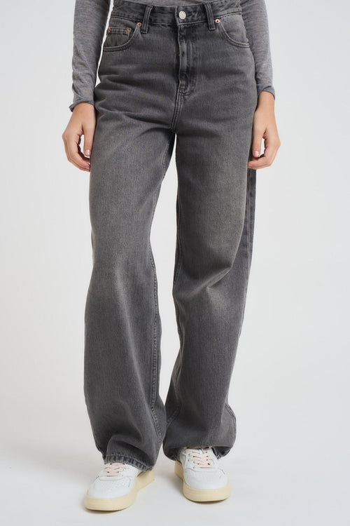 Jeans donna wide leg grigio