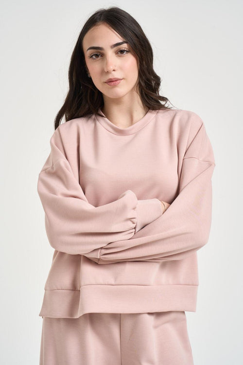 Felpa donna cropped rosa - 2