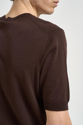 T-shirt uomo in maglia marrone - 5
