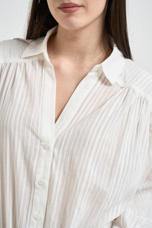 Camicia donna con manica a sbuffo bianca - 2