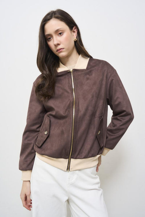Women's brown suede jacket - 2
