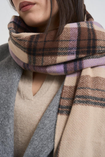 Sciarpa donna a quadri beige - 3
