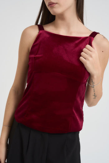 Top donna in velluto rosso - 4
