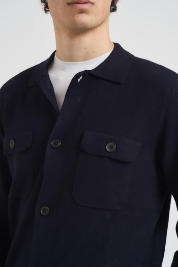 Giacca camicia uomo blu - 4