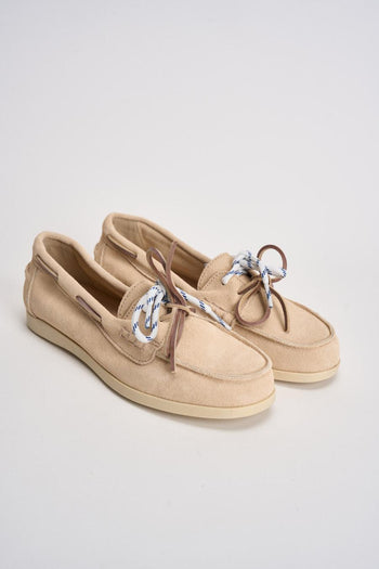 Mocassino donna da barca in suede rosa cipria - 3