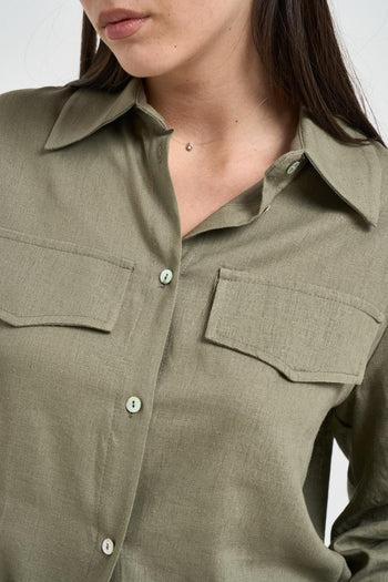 Camicia donna fluida verde militare - 4