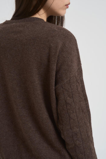 Maglia donna a trecce marrone - 9