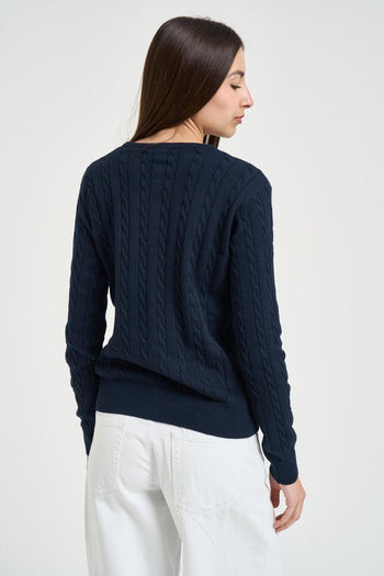 Maglia donna a treccia blu - 4