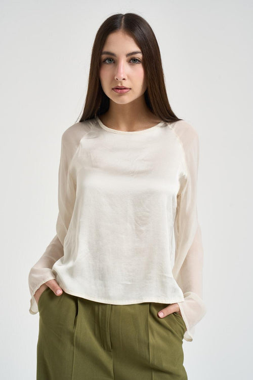 Blusa donna manica svasata avorio
