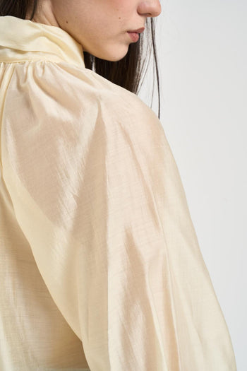 Camicia donna con fiocco senape - 5