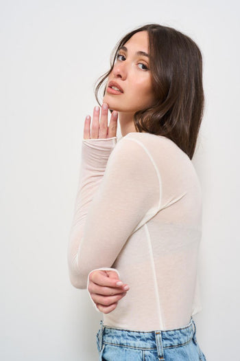 Maglia donna semitrasparente bianca - 4