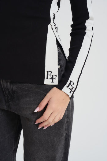 Maglia donna girocollo bianca e nera - 3