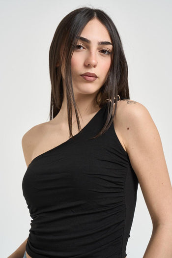 Top donna monospalla nero - 4