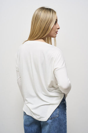 Women's cream boat neck sweater - 4