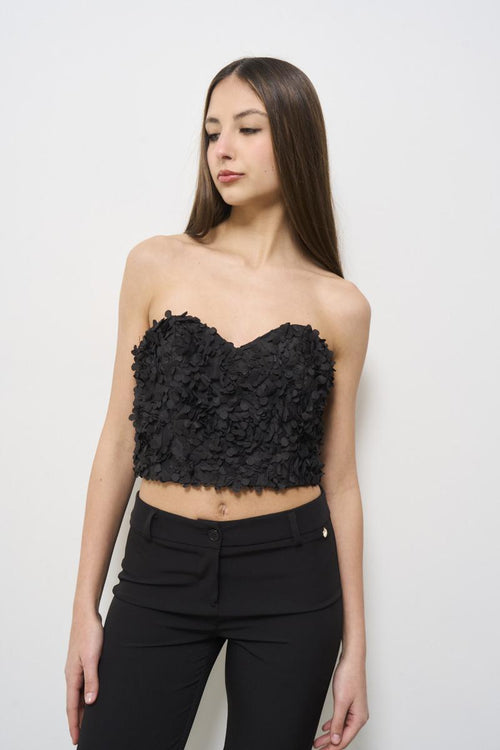 Top donna con petali nero - 2