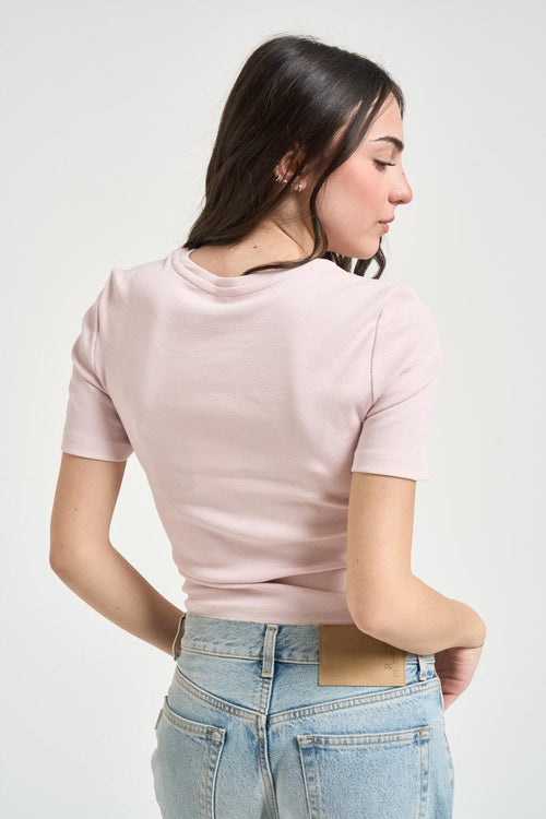 T-shirt donna con fiocchetti cipria - 2