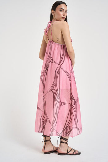 Abito lungo donna floreale rosa - 4