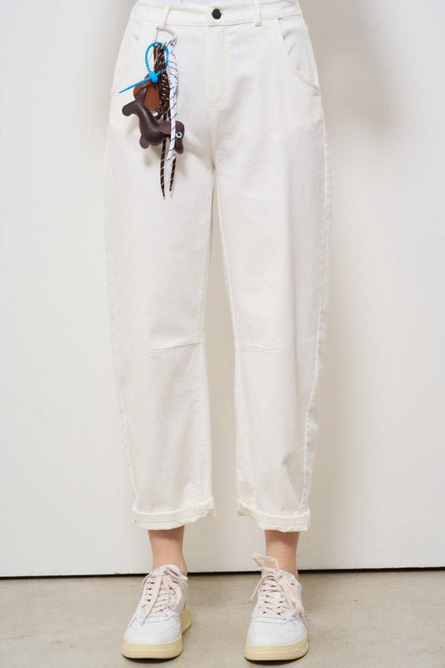 Jeans donna in denim bianco