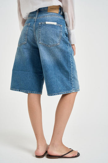 Bermuda donna a vita bassa denim - 3