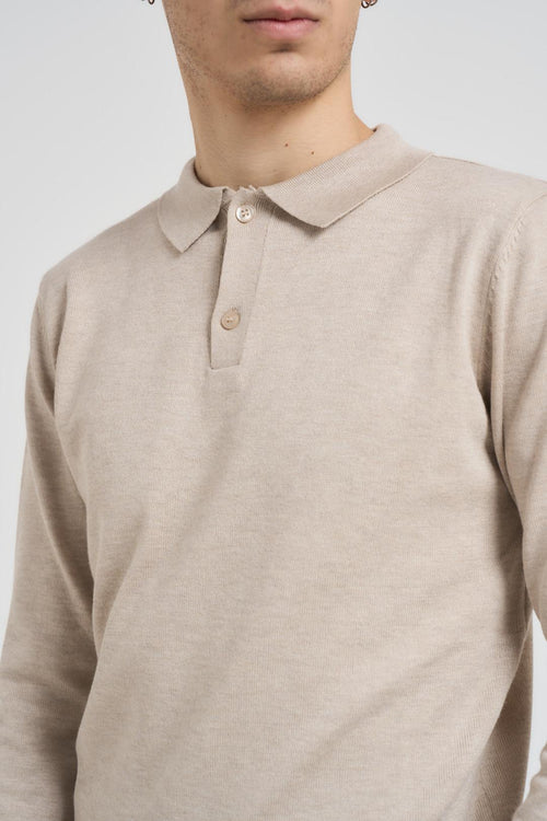 Polo uomo in maglia beige - 2