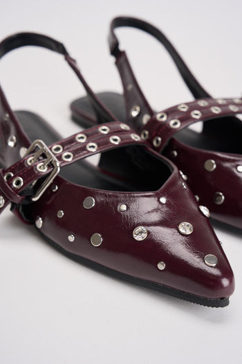 Slingback donna bordeaux con borchie - 4