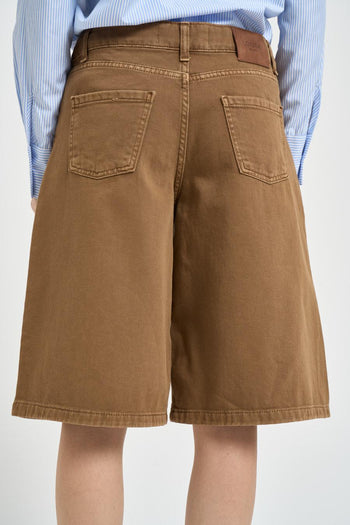 Bermuda donna in denim marrone - 3