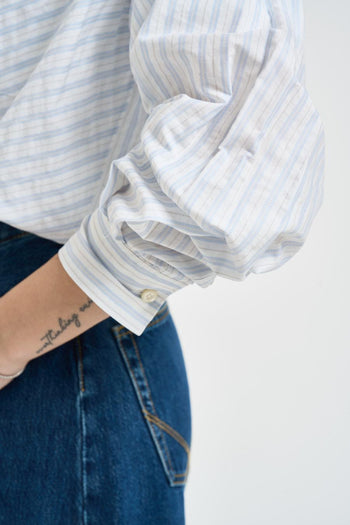Camicia donna a righe bianca e azzurra - 5