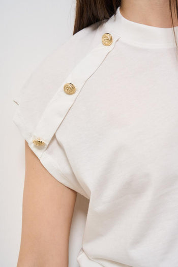 T-shirt donna girocollo bianca - 4