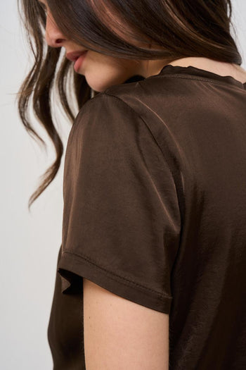 T-shirt donna satinata marrone - 4