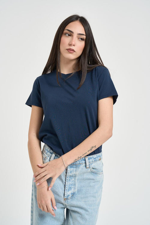 T-shirt donna girocollo blu