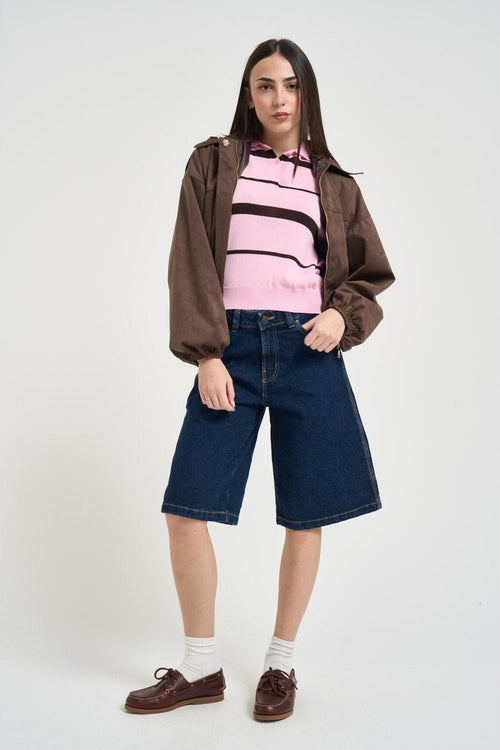 Giacca donna in suede moro - 1