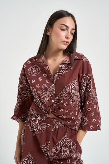Abito donna fantasia bandana vino - 3