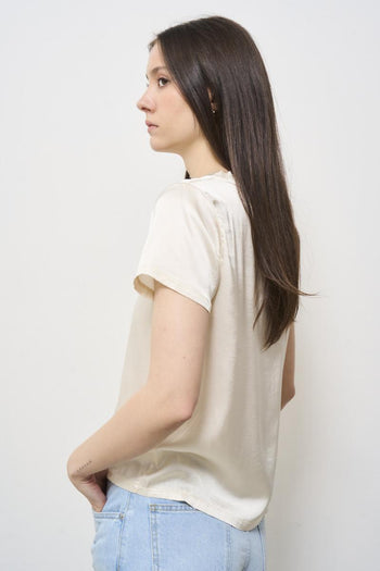 T-shirt donna satinata panna - 4