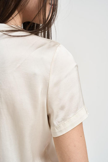Blusa donna satinata burro - 4