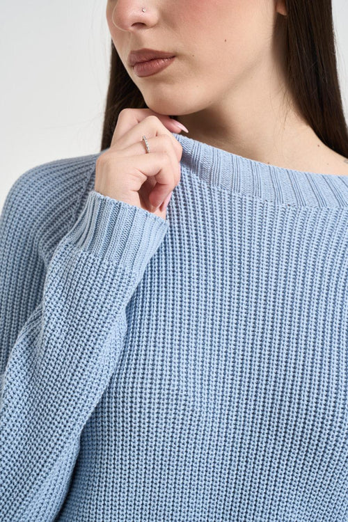 Maglia donna con spacchi celeste - 2