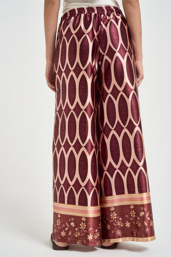 Pantalone donna fantasia geometrica bordeaux - 3