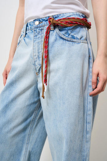 Jeans donna gamba dritta in denim chiaro - 5