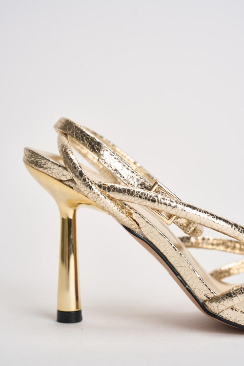 Sandalo donna con tacco dorato - 2